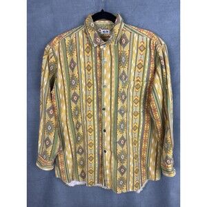 Vintage 90s Southwestern Aztec Shirt Mens Large Tribal Boho Western button Up